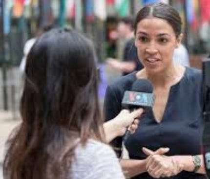 3 images of Alexandria Ocasio-Cortez