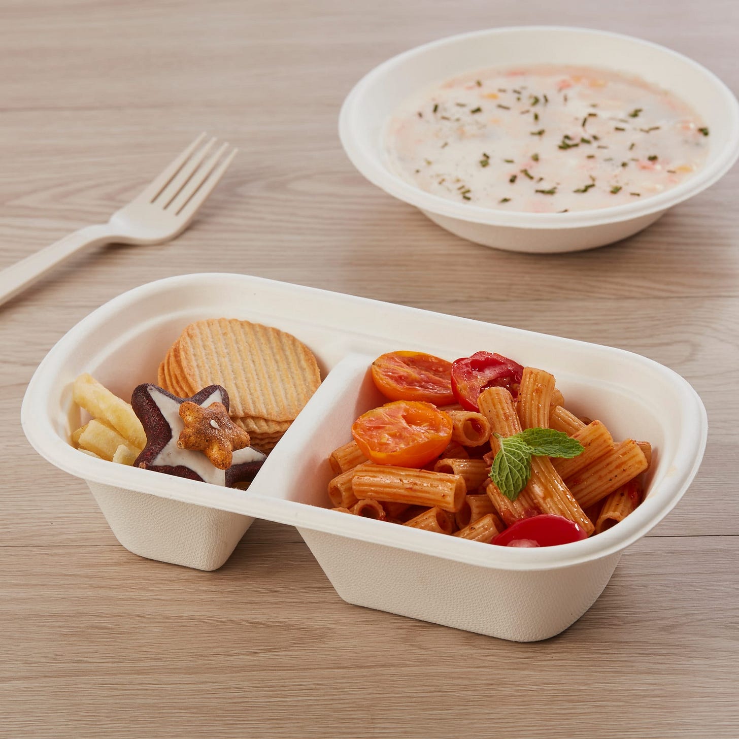 Sugarcane Compostable Lunch Box With Lid