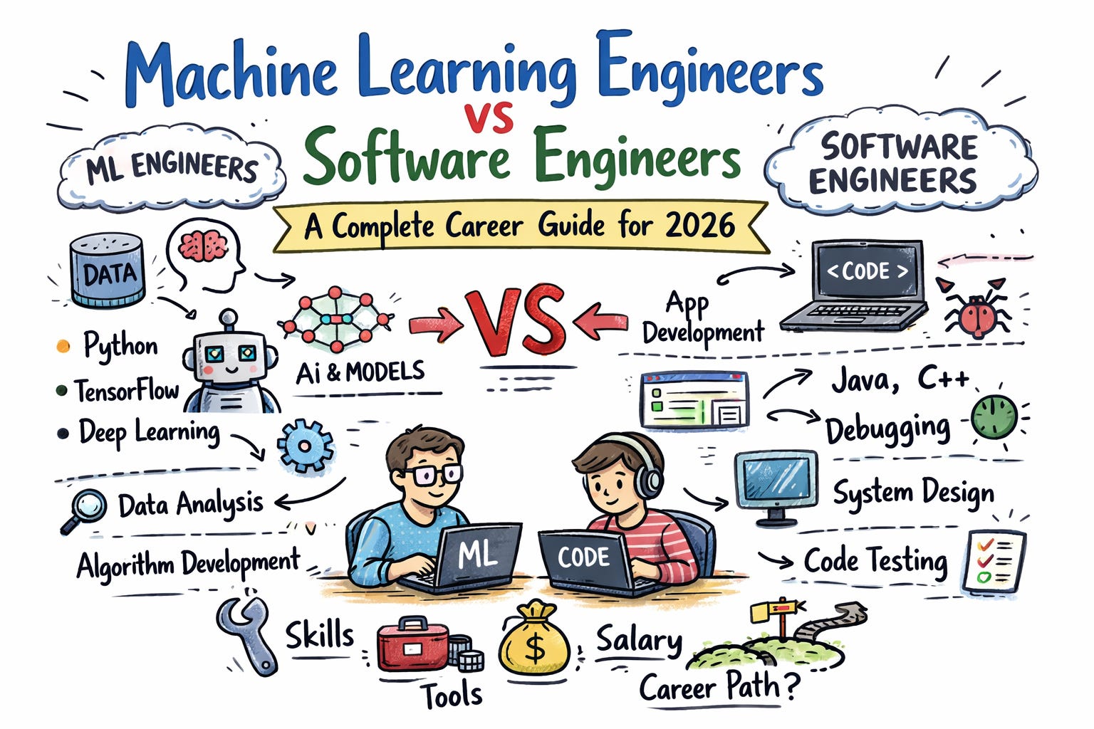 Machine Learning Engineers vs Software Engineers: A complete career ...