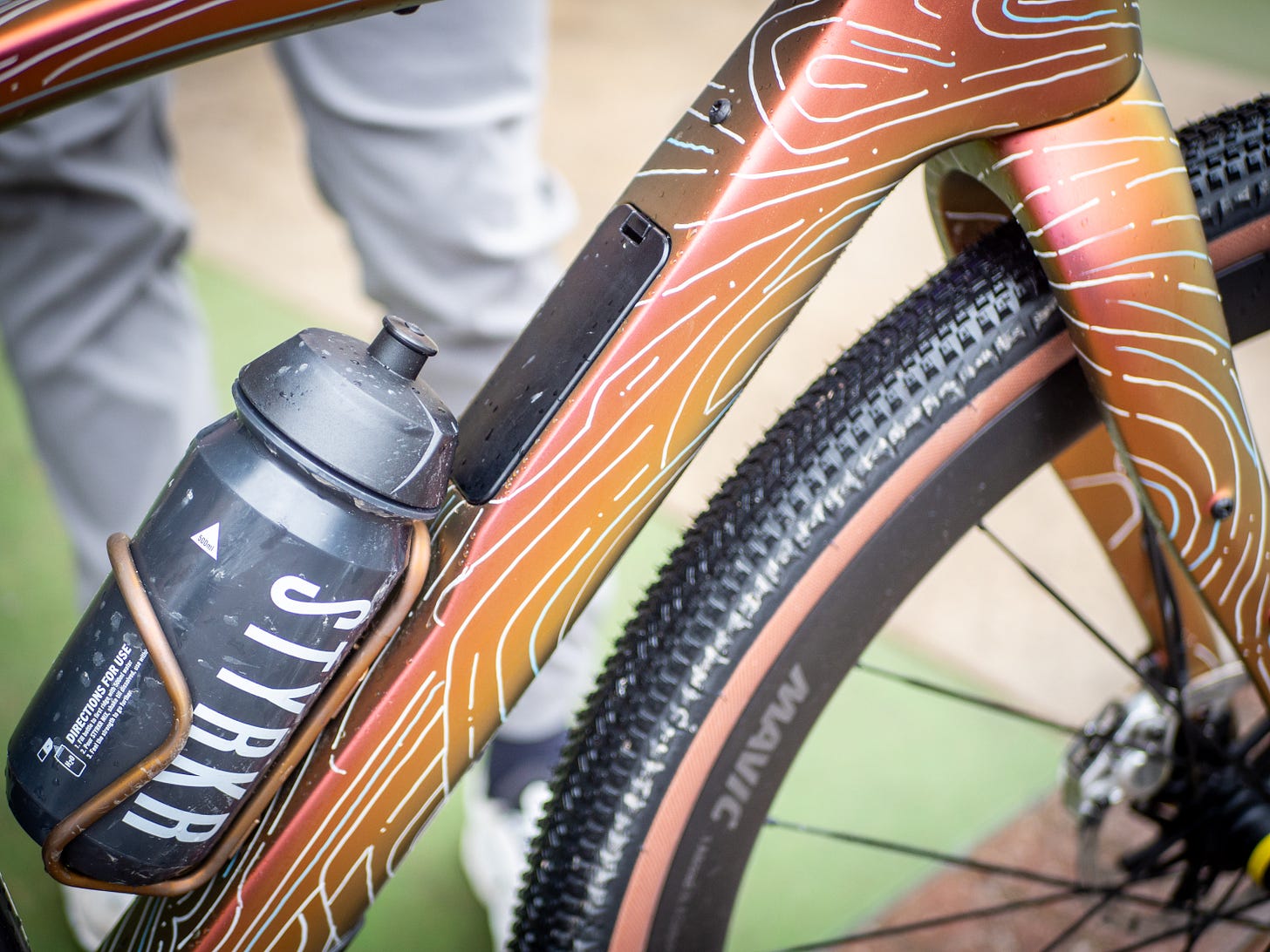 A closer look at a new Pinarello gravel bike, painted bronze