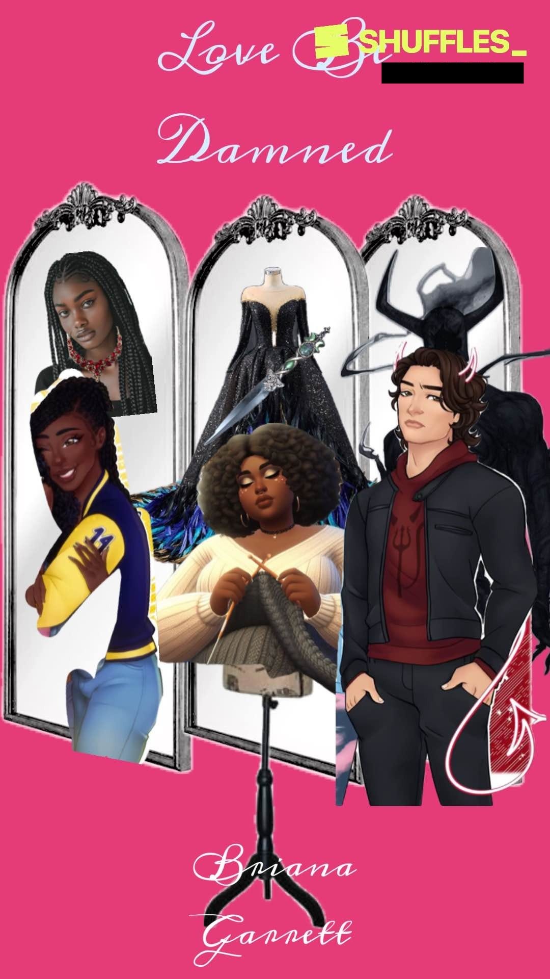 Sabrina, Ayana, and Damian all standing in front of mirrors (again, likely in her studio) behind each of them is another version of themselves- Sabrina, possessed by the demon, Ayana in her prom dress with the knife again, and Damian, as a shapeshifting demon