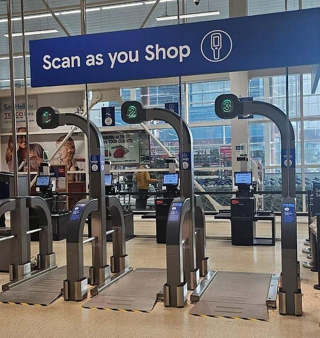 UK shoppers are divided over Tesco's new Scan As you Shop checkouts with giant trolley scales