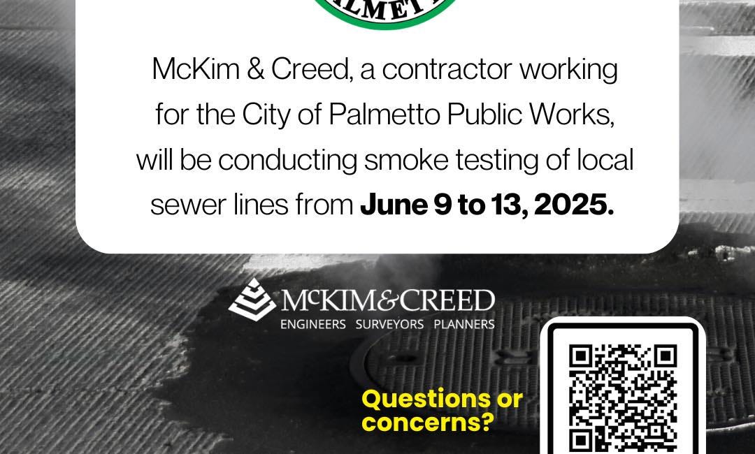 Sewer Smoke Testing Scheduled in Palmetto for June 9–13