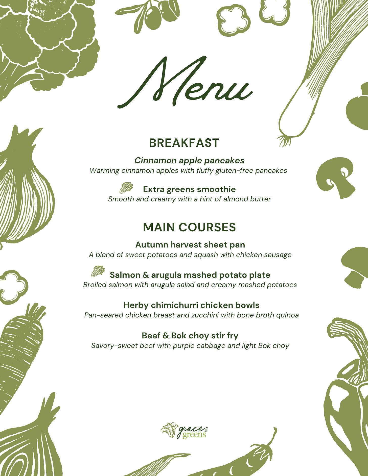 healthy and easy menu for the week