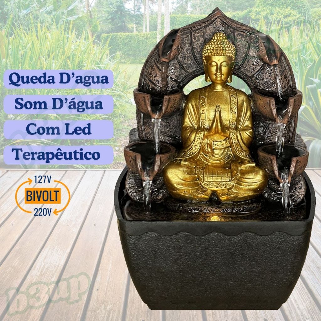 Fonte de Água Buda com LED e Queda D'água Zen Meditação Premium | Shopee  Brasil