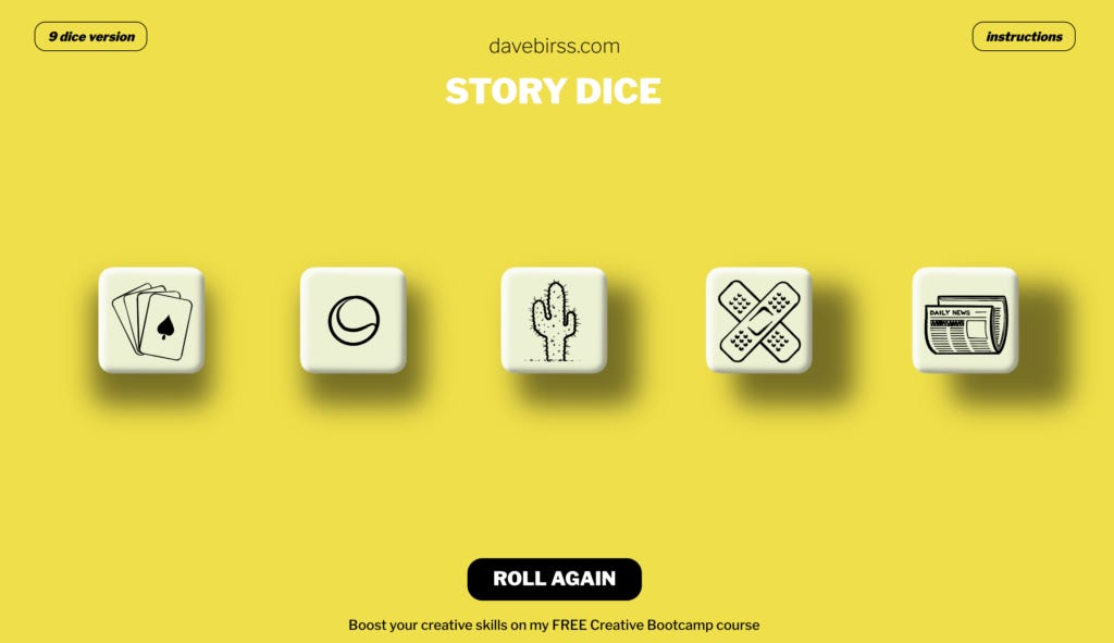 Screenshot del sito Story Dice.