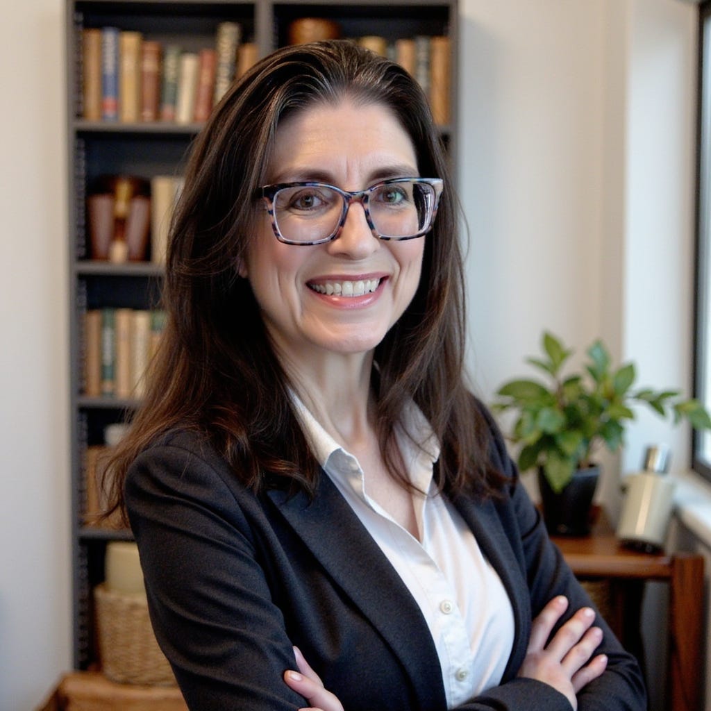 glasses, styled hair