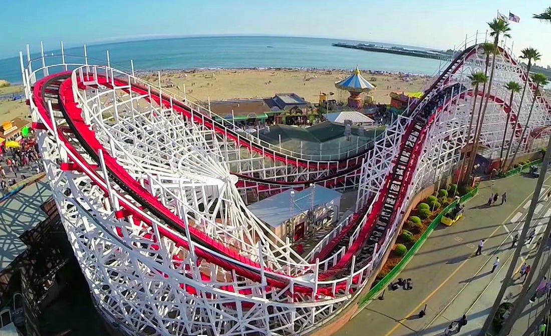 Giant Dipper coaster at Santa Cruz Beach Boardwalk Giant Dipper coaster at Santa Cruz Beach Boardwalk