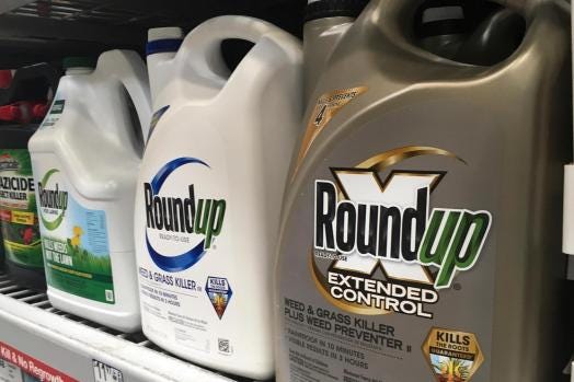 Bayer_Roundup_Verdict_25967 FILE – In this Feb. 24, 2019, file photo, containers of Roundup are displayed on a store shelf in San Francisco. (AP Photo/Haven Daley, File)