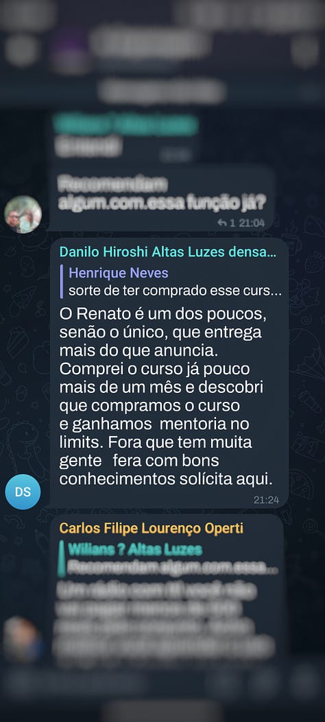 depoimentos dos alunos