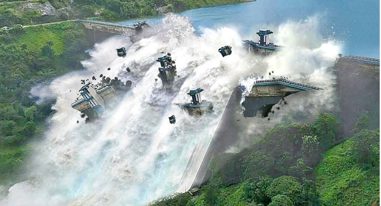 A large dam with water splashing

AI-generated content may be incorrect.