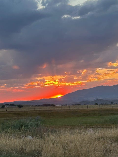 Sunrise, sunset over Montana, both orange and yellow.