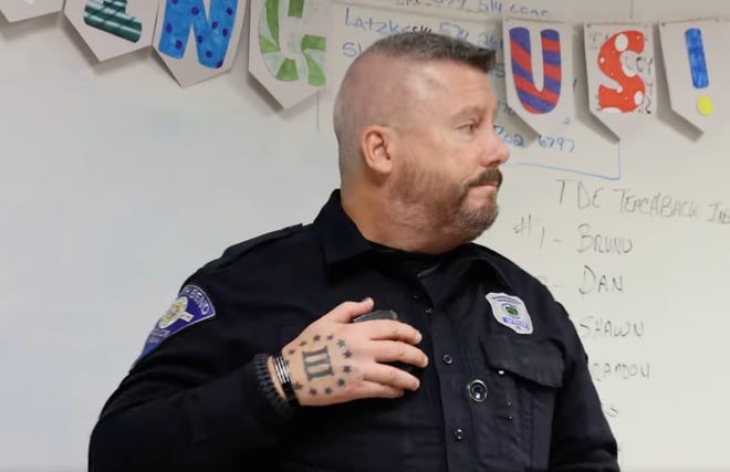 A screenshot of recently retired South Bend police officer Jack Stilp from a video posted by the South Bend Police Department on Jan. 23, 2023.