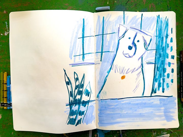 sketchbook drawings of dogs by Beth Spencer