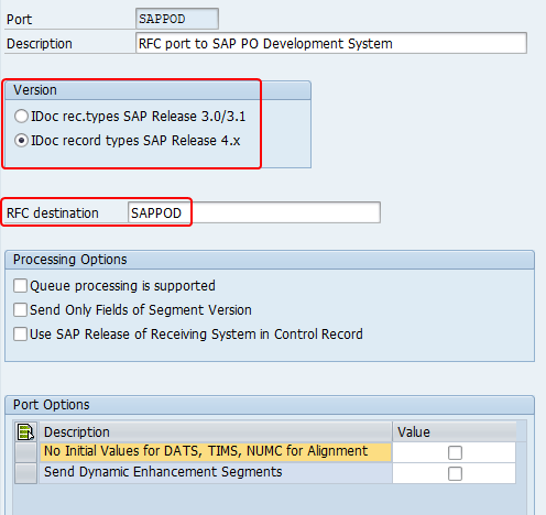 tRFC Port Configuration - RFC Destination assigned in transaction we21