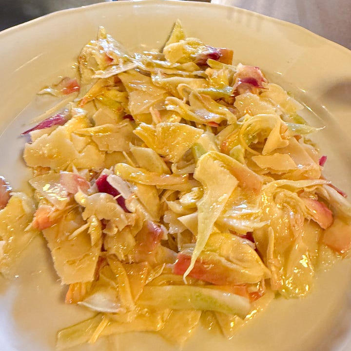 Carpaccio of beef and shaved artichoke salad at Le Grand Café in Paris