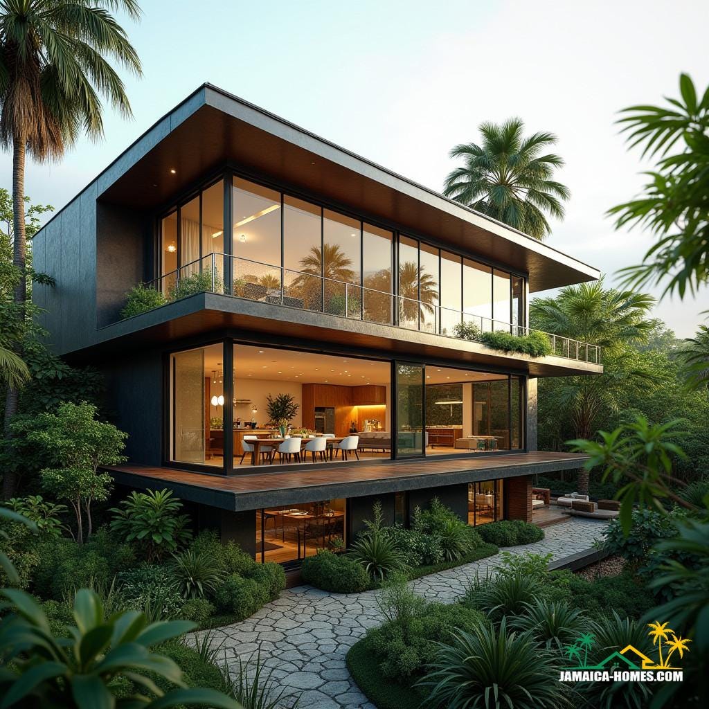 A two-story container module home, nestled in the vibrant city of Kingston, Jamaica