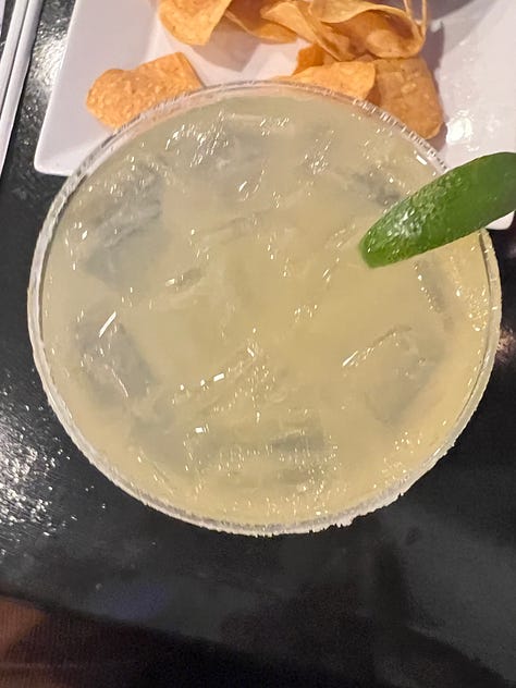 Two lime margaritas