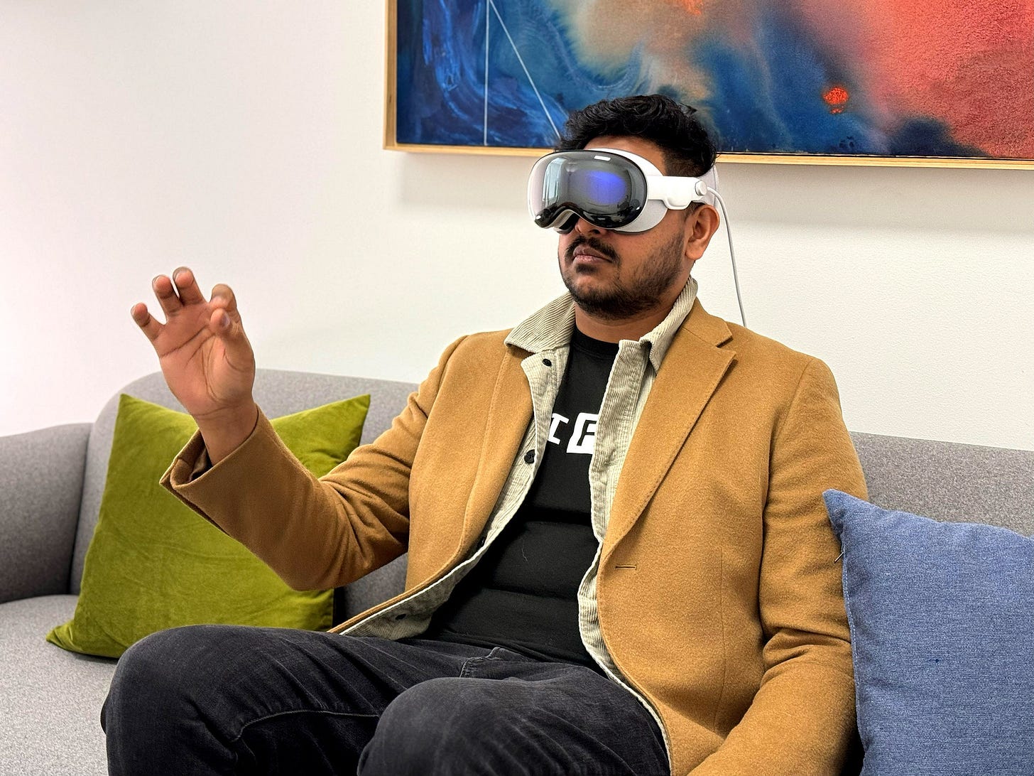 Person wearing the Apple Vision Pro headset