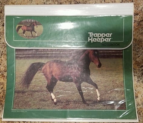 colorful 80s era trapper keeper brand binders, notebooks and folders