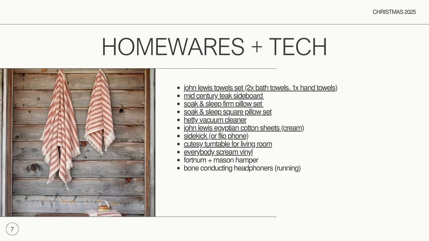 Homewares and tech slide includes: towel set, new pillows, and more (see below). 