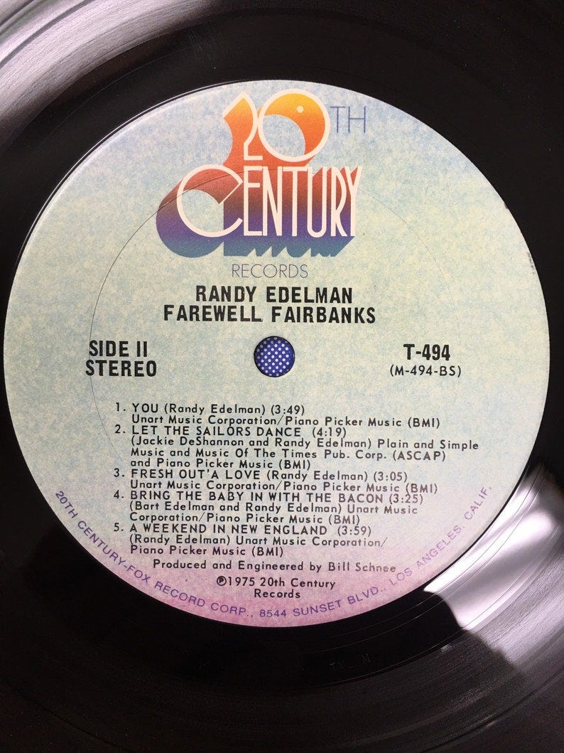 Vintage Vinyl Randy Edelman Farewell Fairbanks 20 image 6 Vintage Vinyl Randy Edelman Farewell Fairbanks 20 image 6