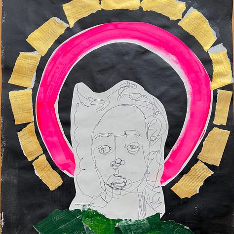 mixed media portraits with halos