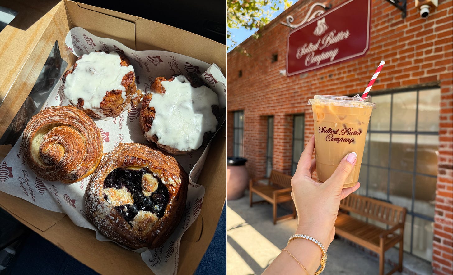 Pastries and coffee from Salted Butter Company in Pasadena, California.