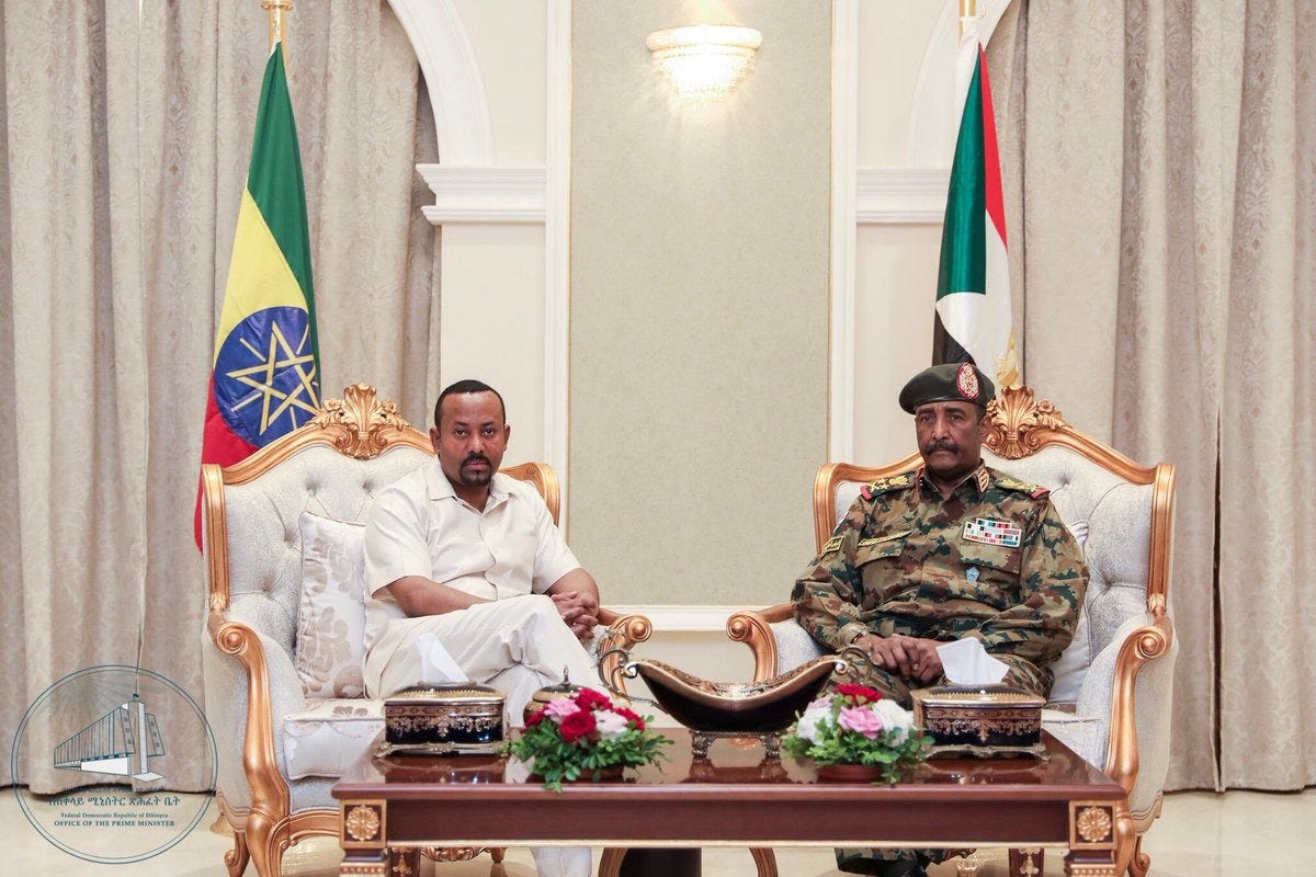 Prime Minister Abiy Ahmed, together with his delegation, arrived in  Khartoum, Sudan this morning for talks with the Chief of the Sudanese  Transitional Military Council, Lt. Gen Abdel Fattah al-Burhan. #PMOEthiopia