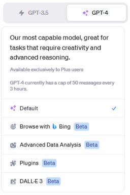 All tools within ChatGPT Plus as a dropdown