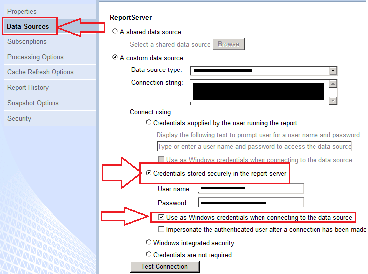 SSRS store credentials in the report server SSRS store credentials in the report server