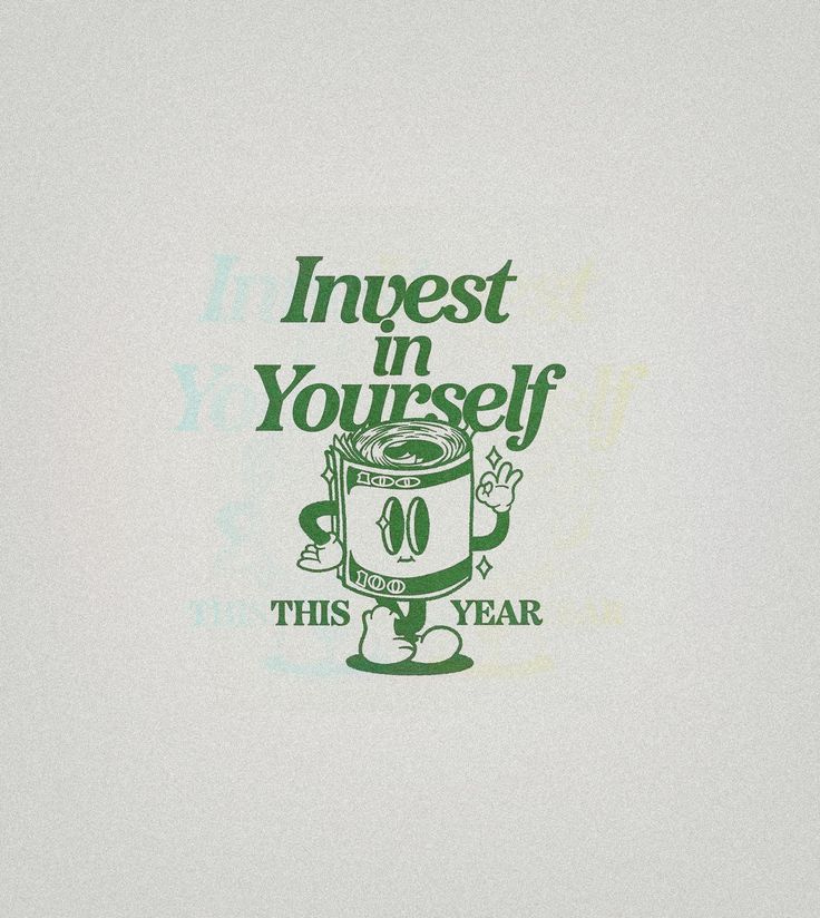 This may contain: an image of a sticker that says invest in yourself