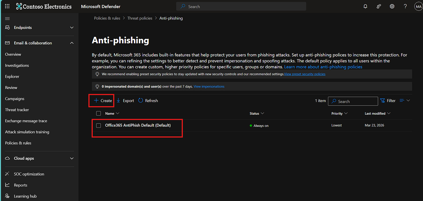 Microsoft Defender for Office 365 Part 5 AntiPhishing & Impersonation