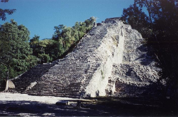 Ixmoja pyramid in the Nohuch Mul group in 1995