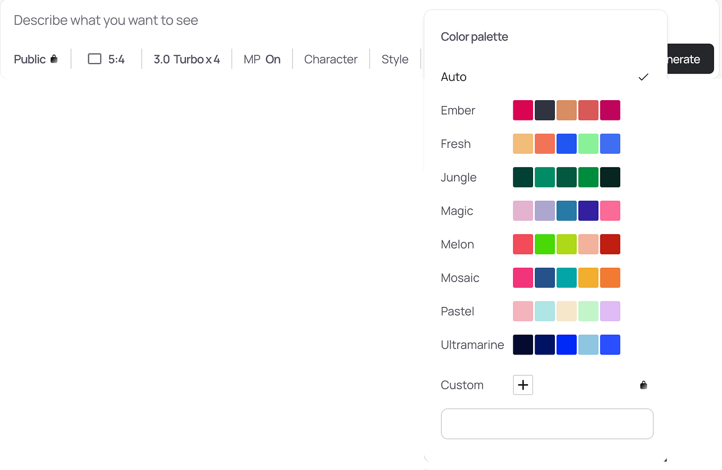 Color palettes. Ideogram UI.