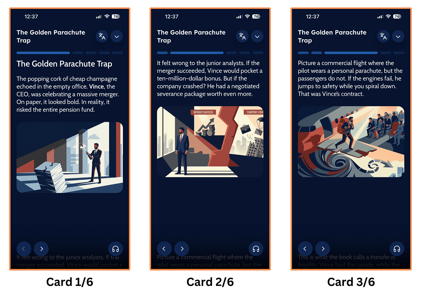 Idea 1: The Golden Parachute Trap (3 first cards) Idea 1: The Golden Parachute Trap (3 first cards)