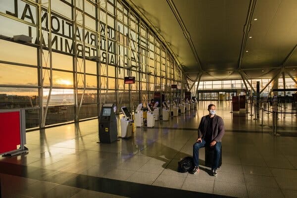 Brian Kelly, the Points Guy, at J.F.K. Terminal 4 before departing on a trip to Croatia.