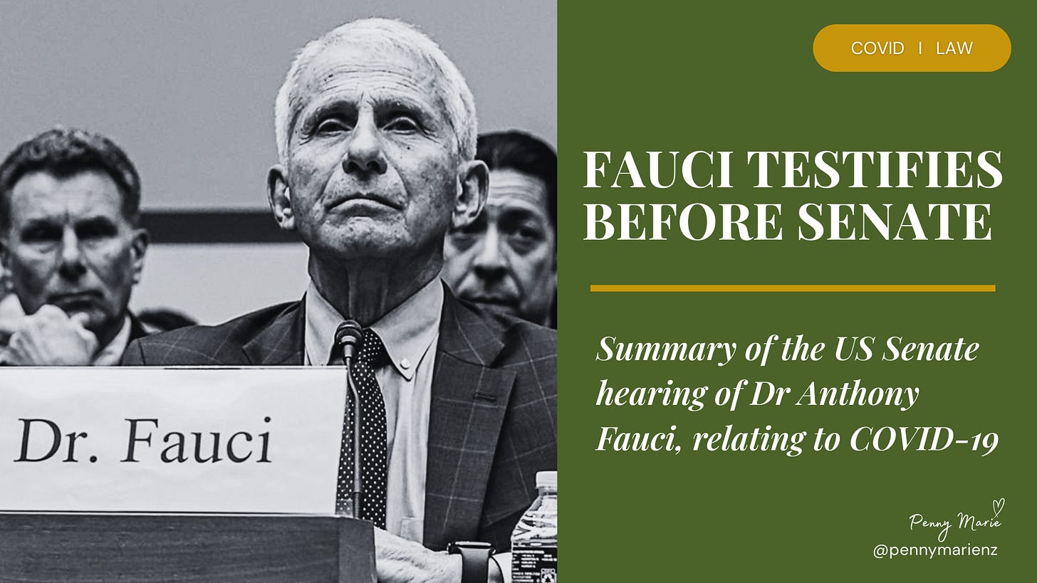 Dr Anthony Fauci Testifies Before Senate on Covid