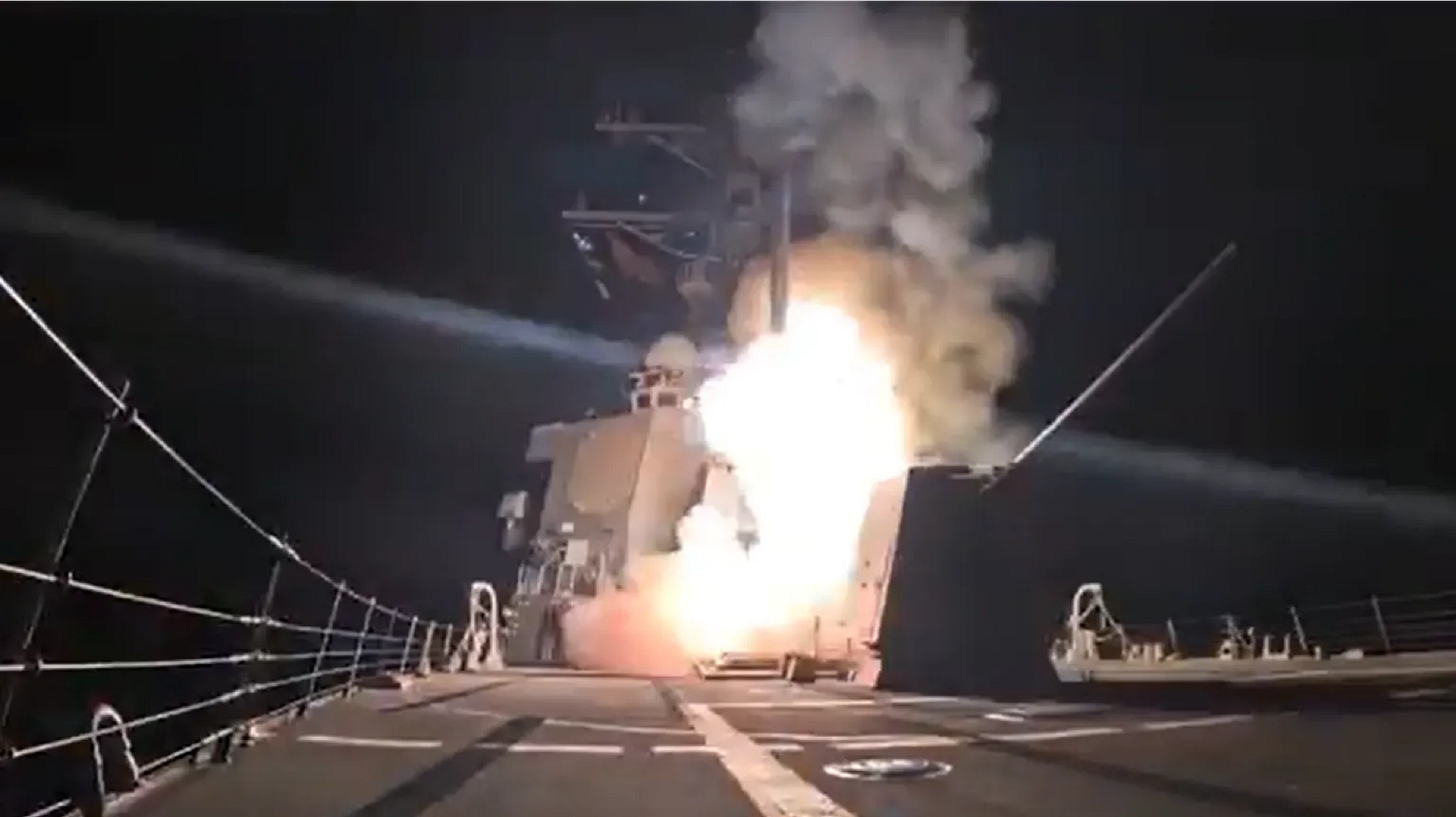 The US defence department posted a short video that appears to show a missile being launched from a military vessel