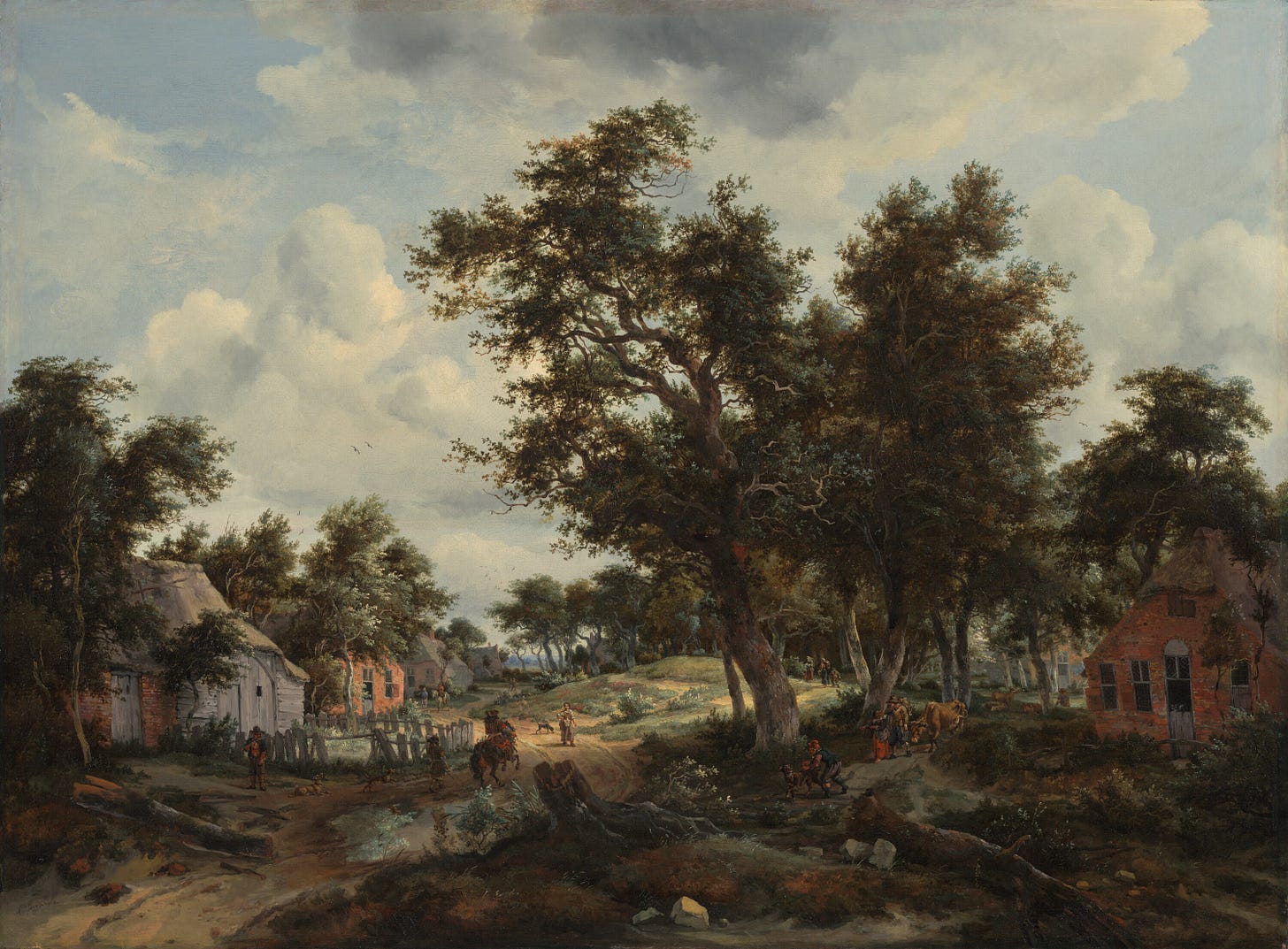Digital image of A Wooded Landscape with Travelers on a Path through a Hamlet by Meindert Hobbema and Abraham Storck. Digital image of A Wooded Landscape with Travelers on a Path through a Hamlet by Meindert Hobbema and Abraham Storck.