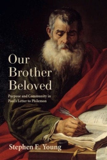 Cover art for Stephen E. Young's book, Our Brother Beloved, showing the Apostle Paul writing.