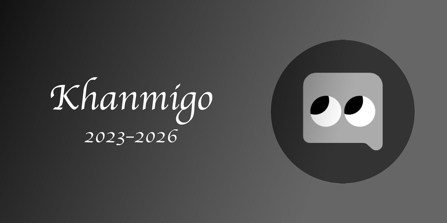 An obituary funeral-home style image for Khanmigo. Born 2023. Died 2026. An obituary funeral-home style image for Khanmigo. Born 2023. Died 2026.