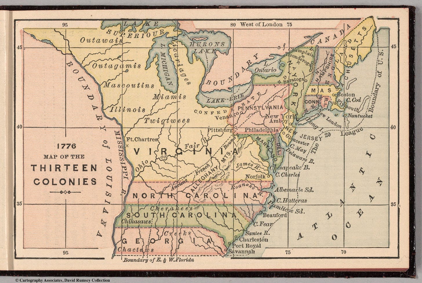 1776 Map of the Thirteen Colonies. (to accompany) Bradstreet's Pocket ... 1776 Map of the Thirteen Colonies. (to accompany) Bradstreet's Pocket ...
