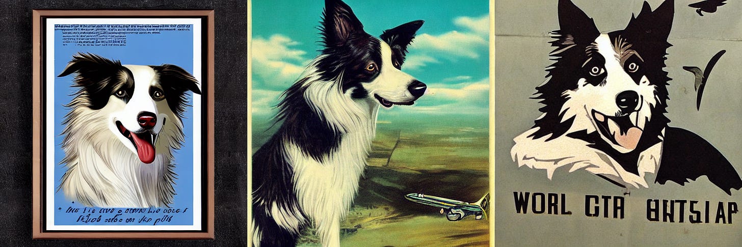 Border collie as a world war 2 pilot in WWII propaganda art style