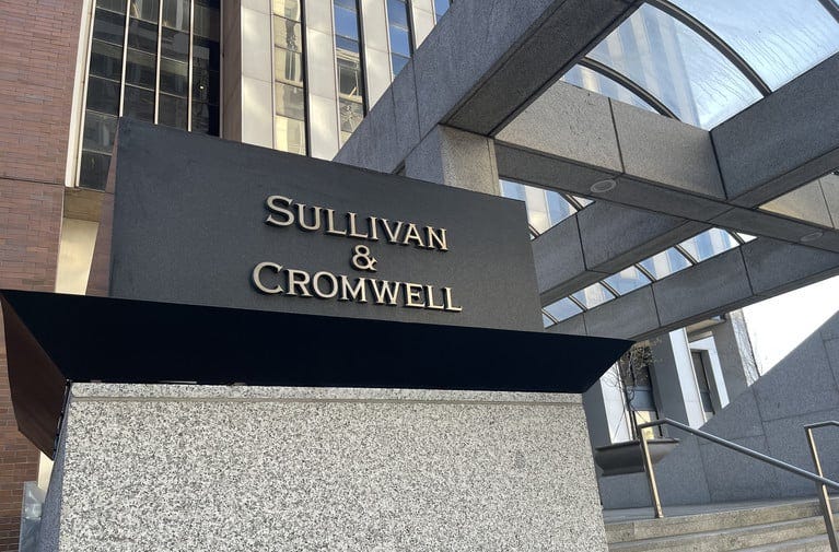 Sullivan & Cromwell office sign. Courtesy photo