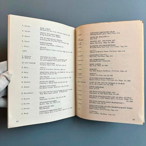 Germano Celant, Book as Artwork 1960/1972, with a bibliography compiled by Lynda Morris, Nigel Greenwood Gallery, London, 1972 [Saint-Martin Bookshop, Bruxelles-Brussel]