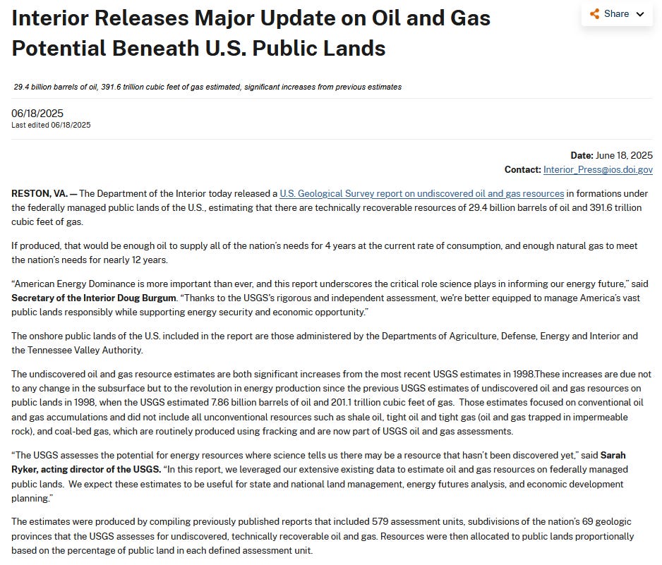 EIA Releases Report on U.S. Oil and Gas Reserves - July 6, 2025