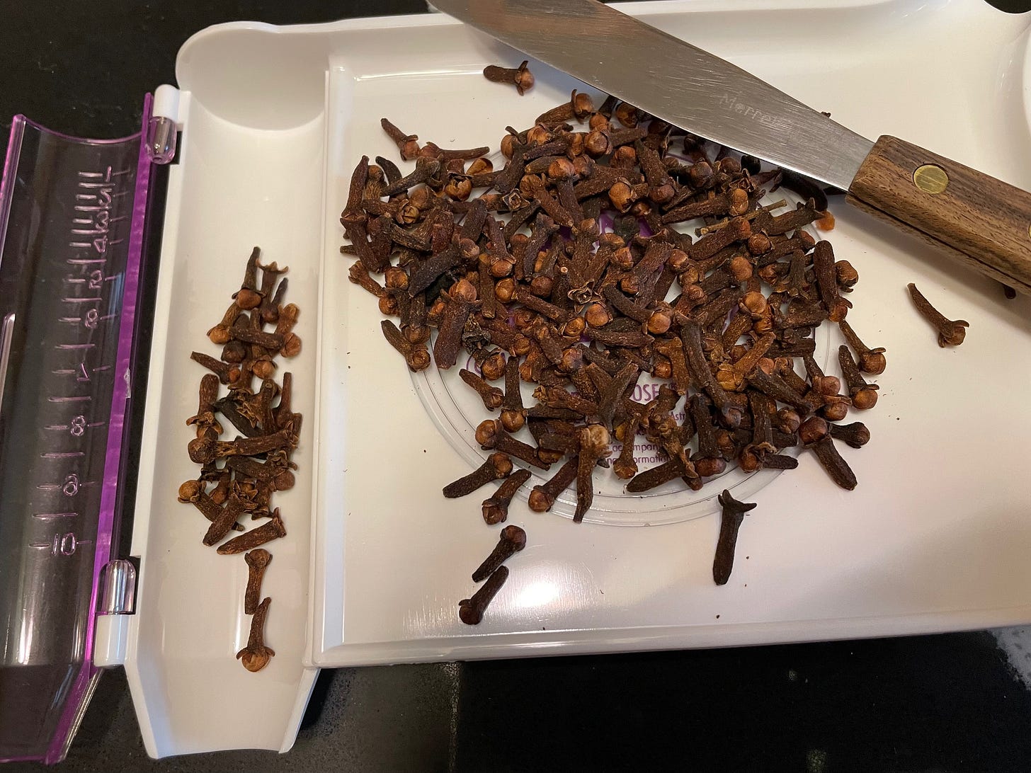 clove buds on counting tray 