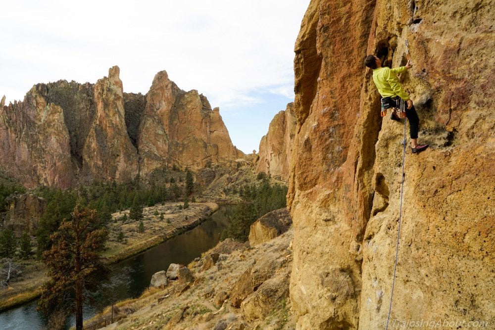 The famously-high first bolts at Smith Rock always keep me focused... The famously-high first bolts at Smith Rock always keep me focused...