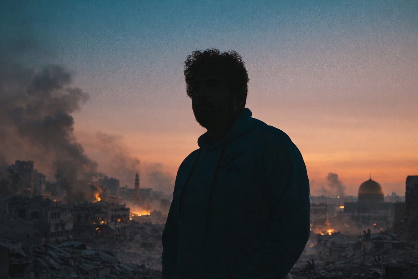 Silhouette of a man looking at the fire and smoke in the distance. Silhouette of a man looking at the fire and smoke in the distance.